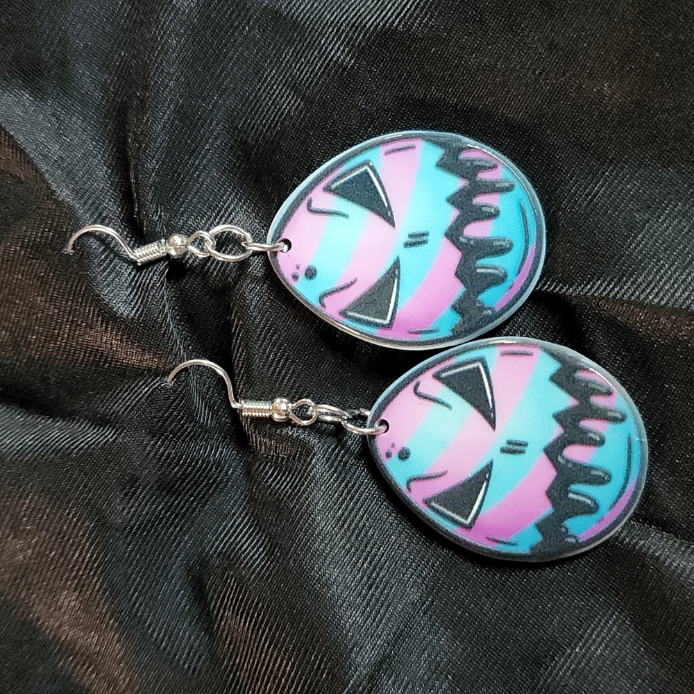 Hippy Sun halloween jack skellington purple blue jack o lantern earrings